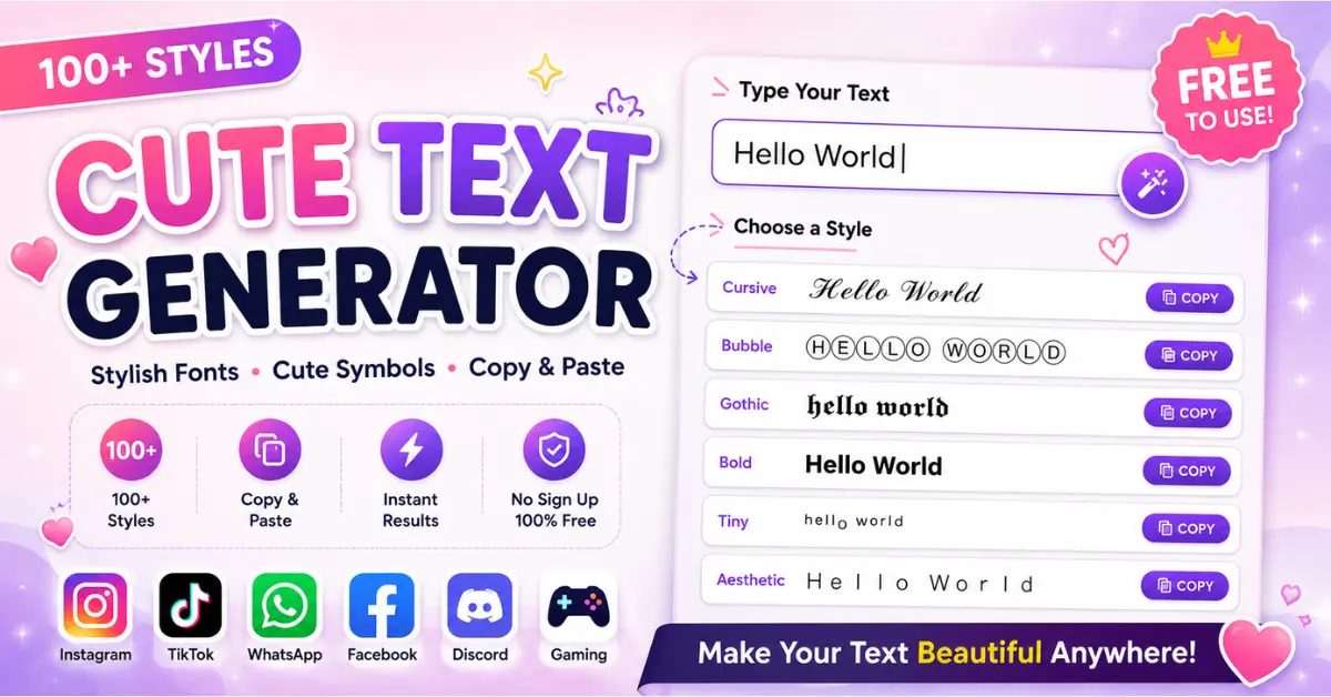 cute text generator - copy and paste cute fonts free